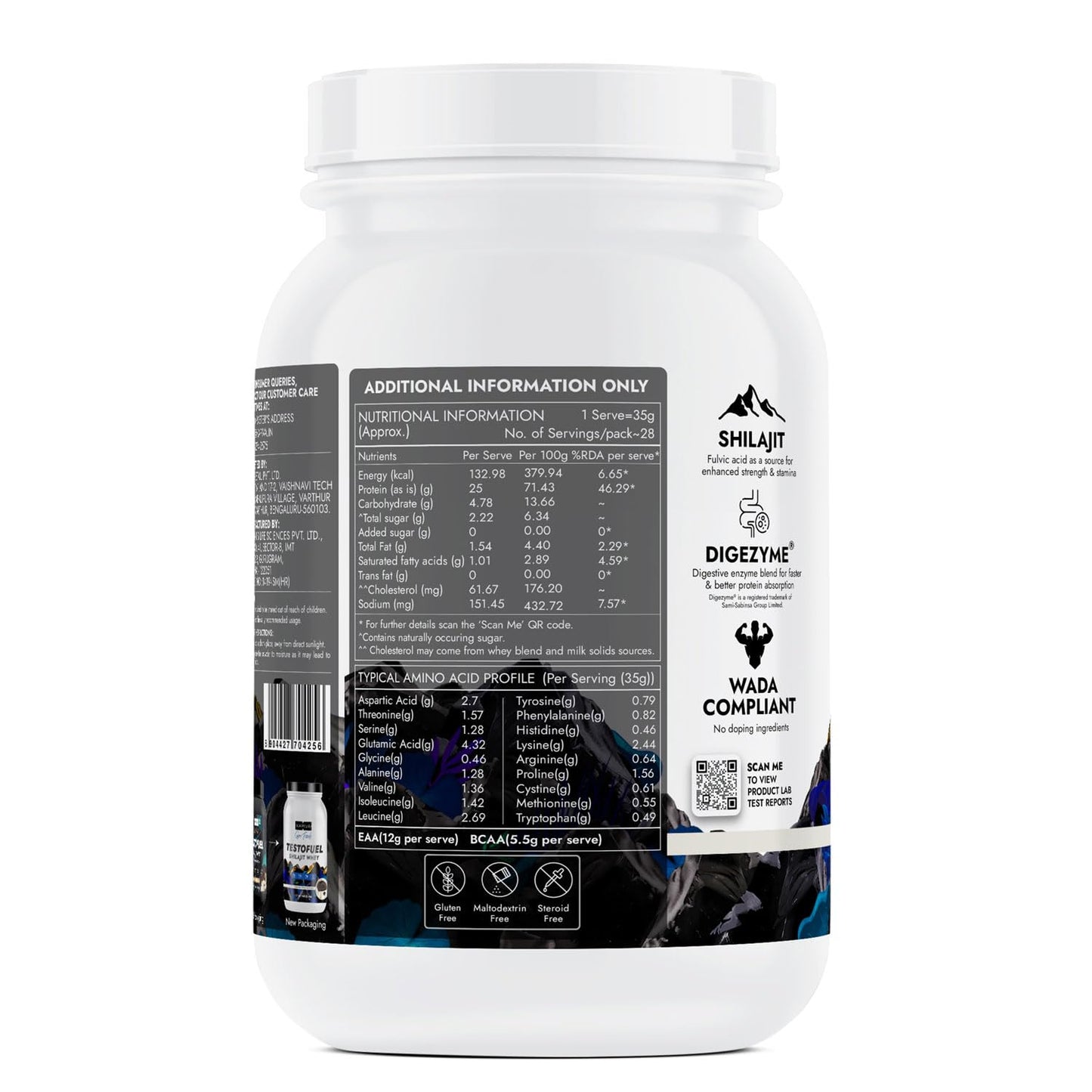 Kapiva Testofuel Shilajit Whey Protein 1kg Chocolate
