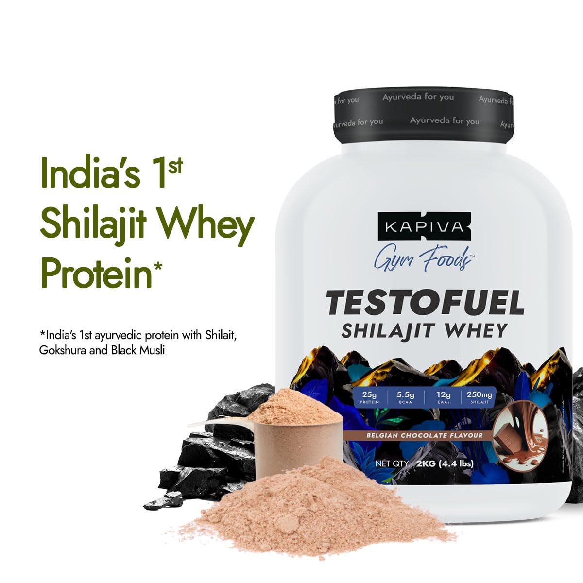 Kapiva Testofuel Shilajit Whey Protein 1kg Chocolate