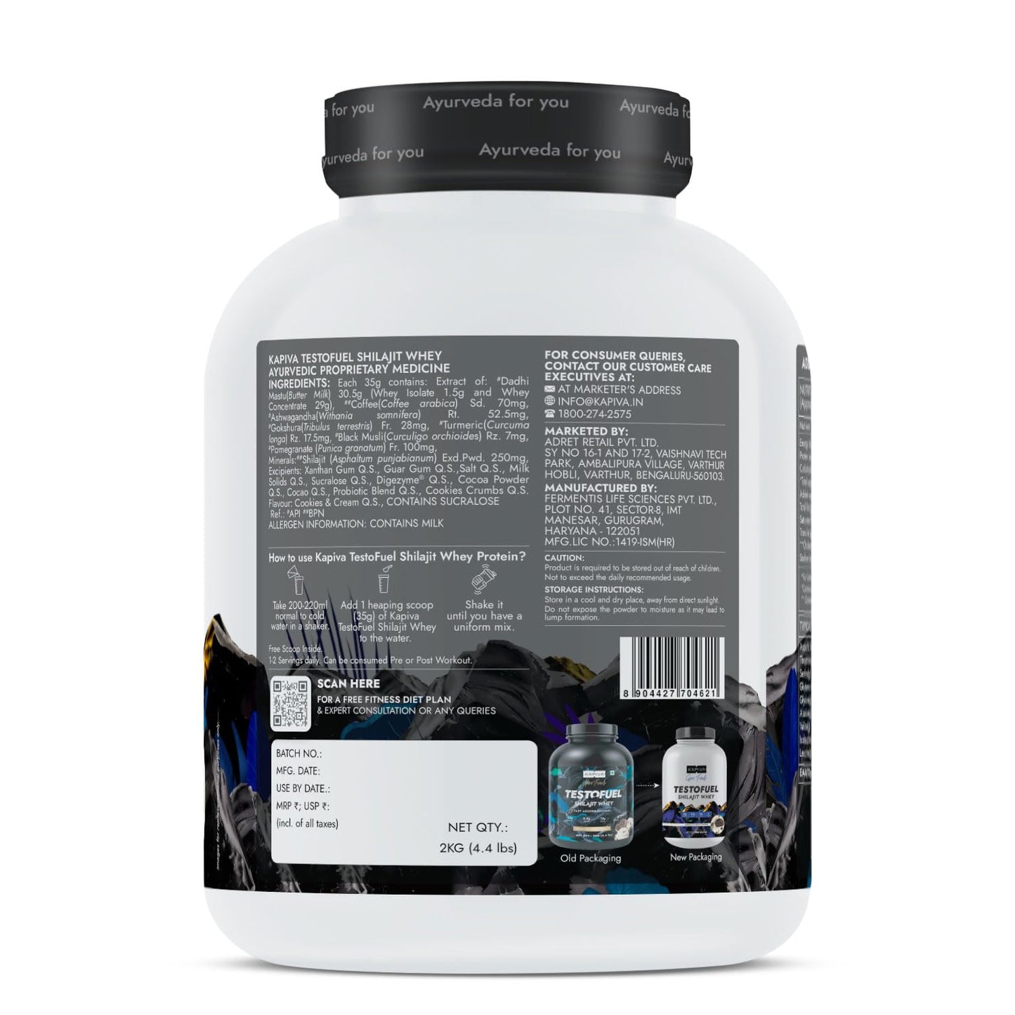 Kapiva Testofuel Shilajit Whey Protein 1kg Cookies & Cream