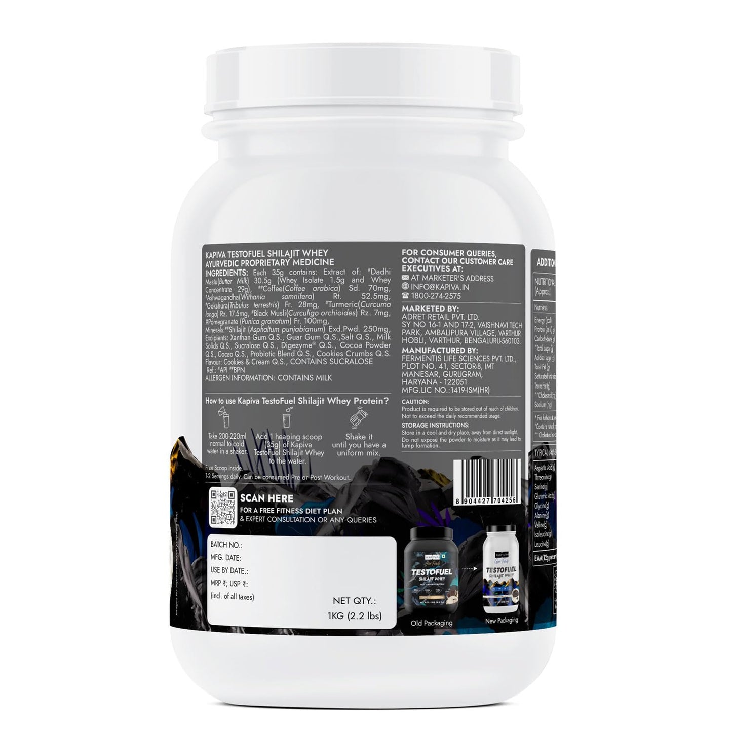 Kapiva Testofuel Shilajit Whey Protein 1kg Chocolate