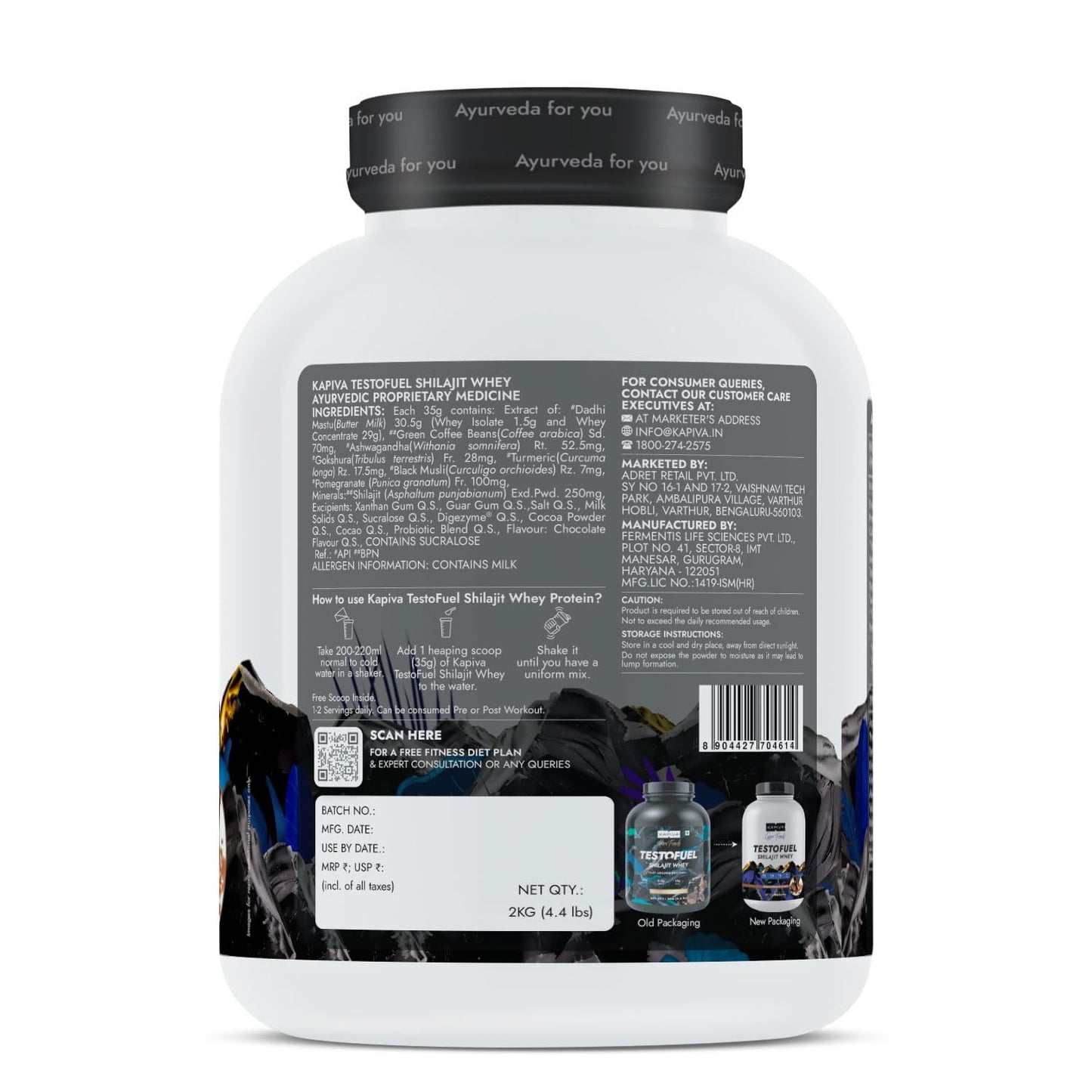 Kapiva Testofuel Shilajit Whey Protein 1kg Cookies & Cream