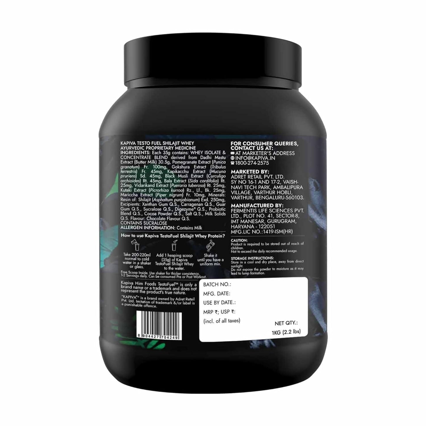 Kapiva Testofuel Shilajit Whey Protein 1kg Chocolate
