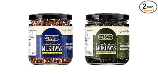 J J Crunch N Munch Kashmiri Mukhwas and Sweet Neem Combo, 2 Jars, 150g Each