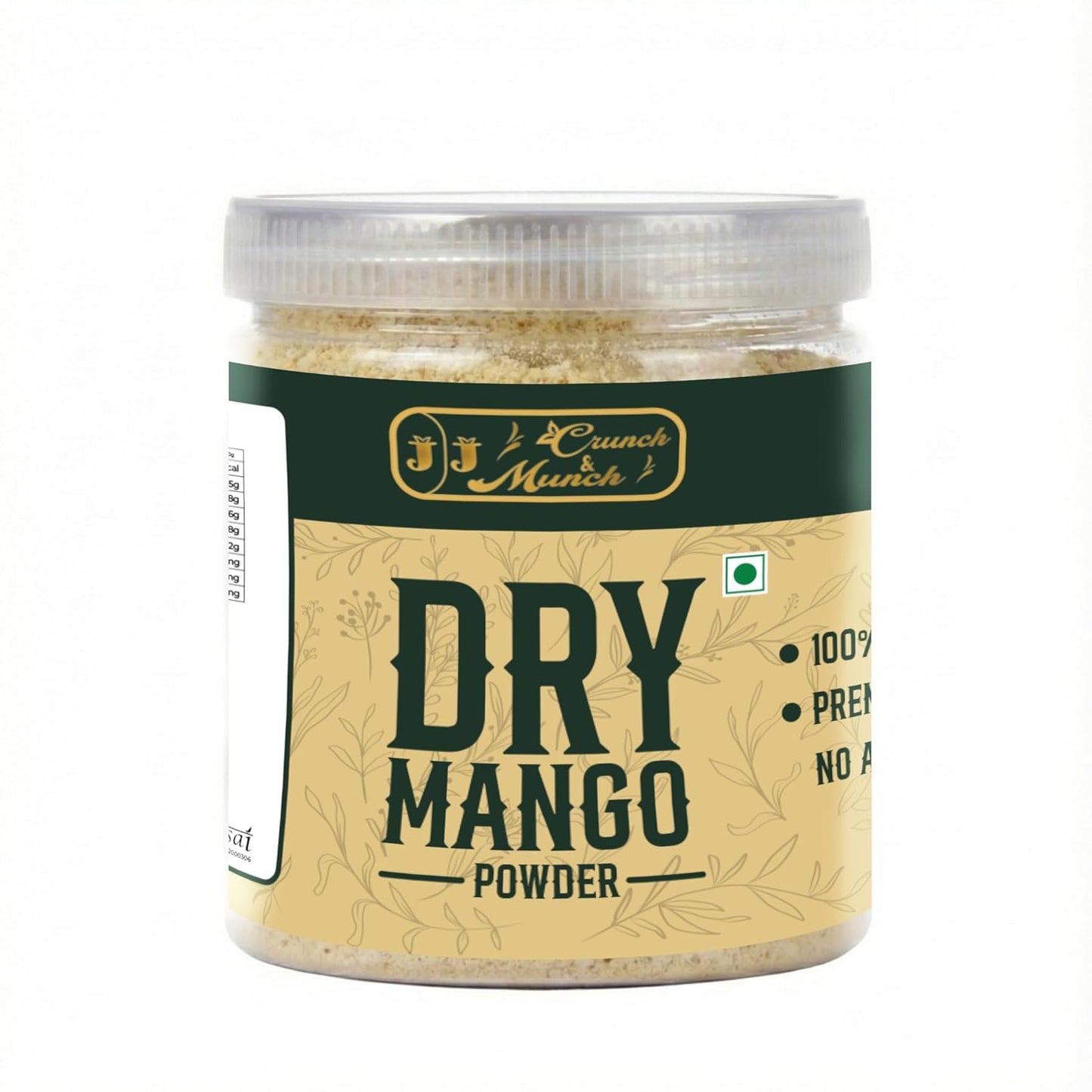 J J crunch N munch Dry Mango Powder 100 Gram - Amchur Powder - 100% Pure & Natural | Tangy Sour Spice for Chaats, Curries & Marinades | No Added Colors or Preservatives