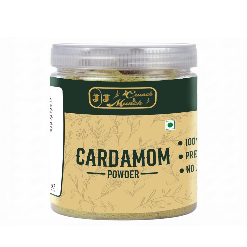 J J crunch N munch Cardamom Powder 50 Gram - Elaichi Powder 100% Pure & Natural | Finely Ground Aromatic Spice for Sweets, Tea & Cooking | No Added Colors or Preservatives
