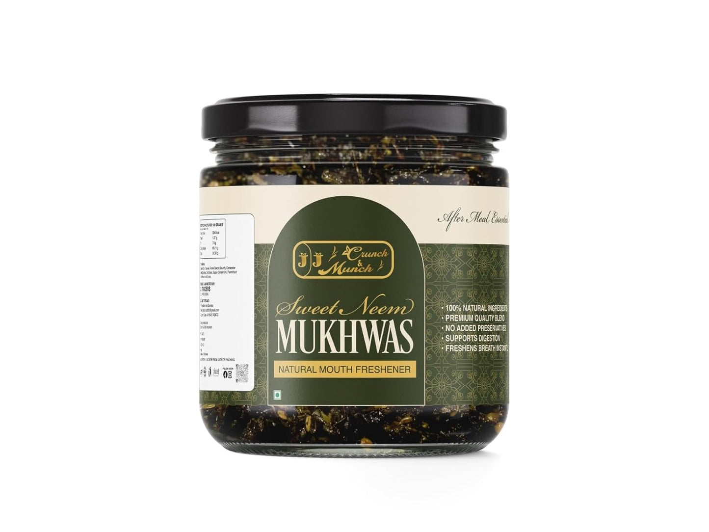 J J Crunch N Munch Sweet Neem Mukhwas, Natural Mouth Freshener, 100% Natural Ingredients, No Added Preservatives