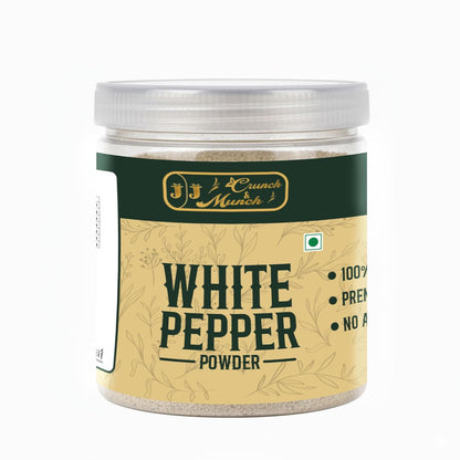 J J crunch N munch White Pepper Powder 70g | Pure Safed Kali Mirch Powder | Finely Ground Mild Spice | No Preservatives | For Soups, Sauces & Cooking