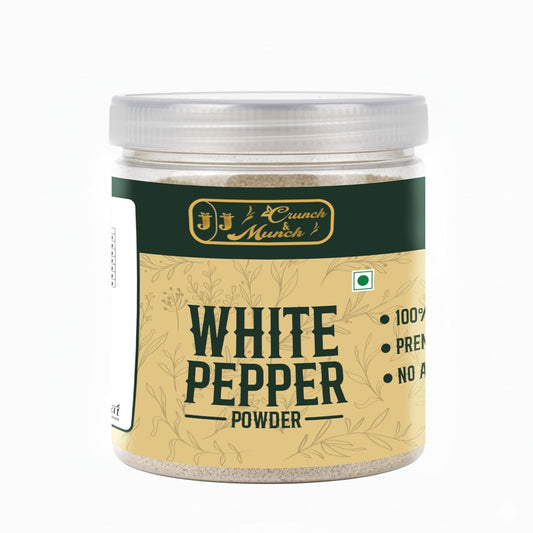 J J crunch N munch White Pepper Powder 70g | Pure Safed Kali Mirch Powder | Finely Ground Mild Spice | No Preservatives | For Soups, Sauces & Cooking