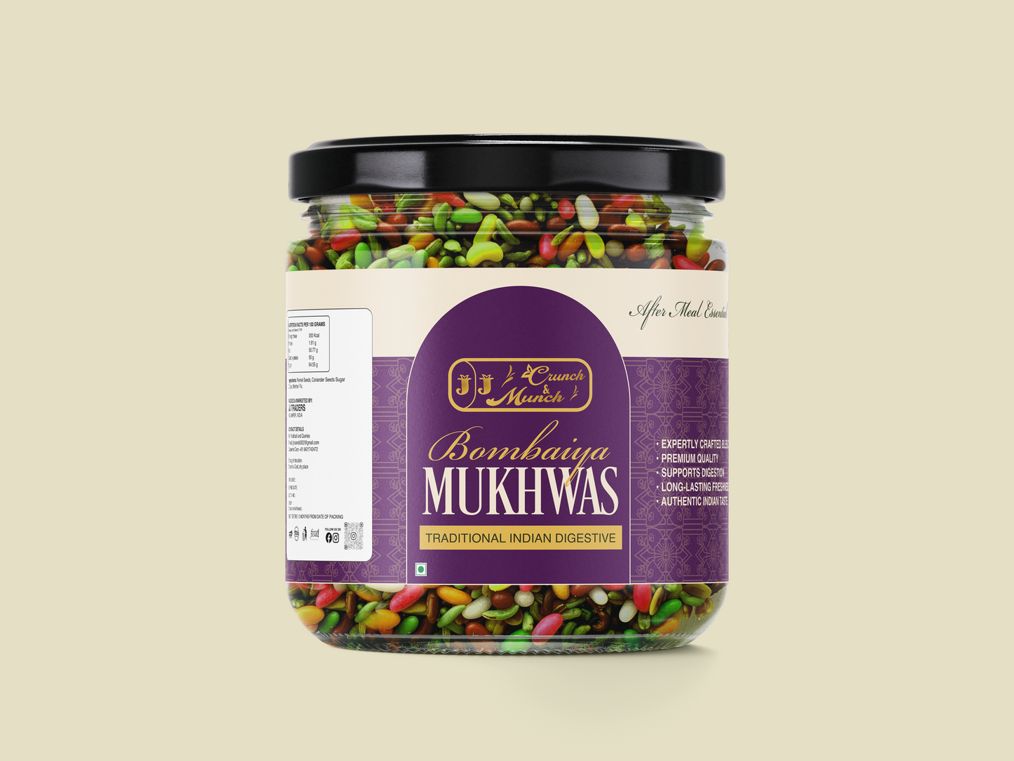 JJ Crunch & Munch Bombaiya Mukhwas – Premium Traditional Indian Digestive After-Meal Freshener