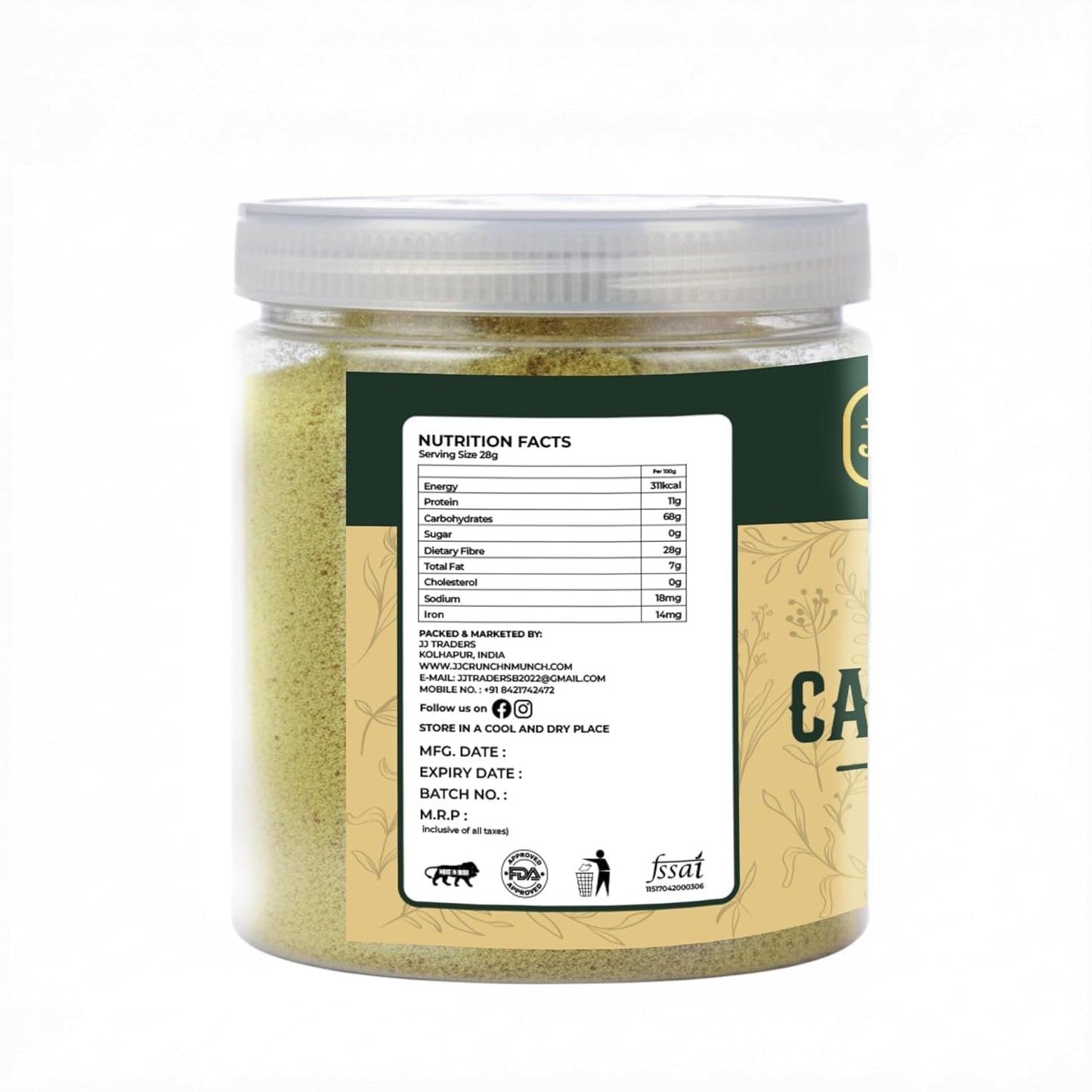 J J crunch N munch Cardamom Powder 50 Gram - Elaichi Powder 100% Pure & Natural | Finely Ground Aromatic Spice for Sweets, Tea & Cooking | No Added Colors or Preservatives