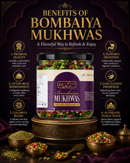 JJ Crunch & Munch Bombaiya Mukhwas – Premium Traditional Indian Digestive After-Meal Freshener