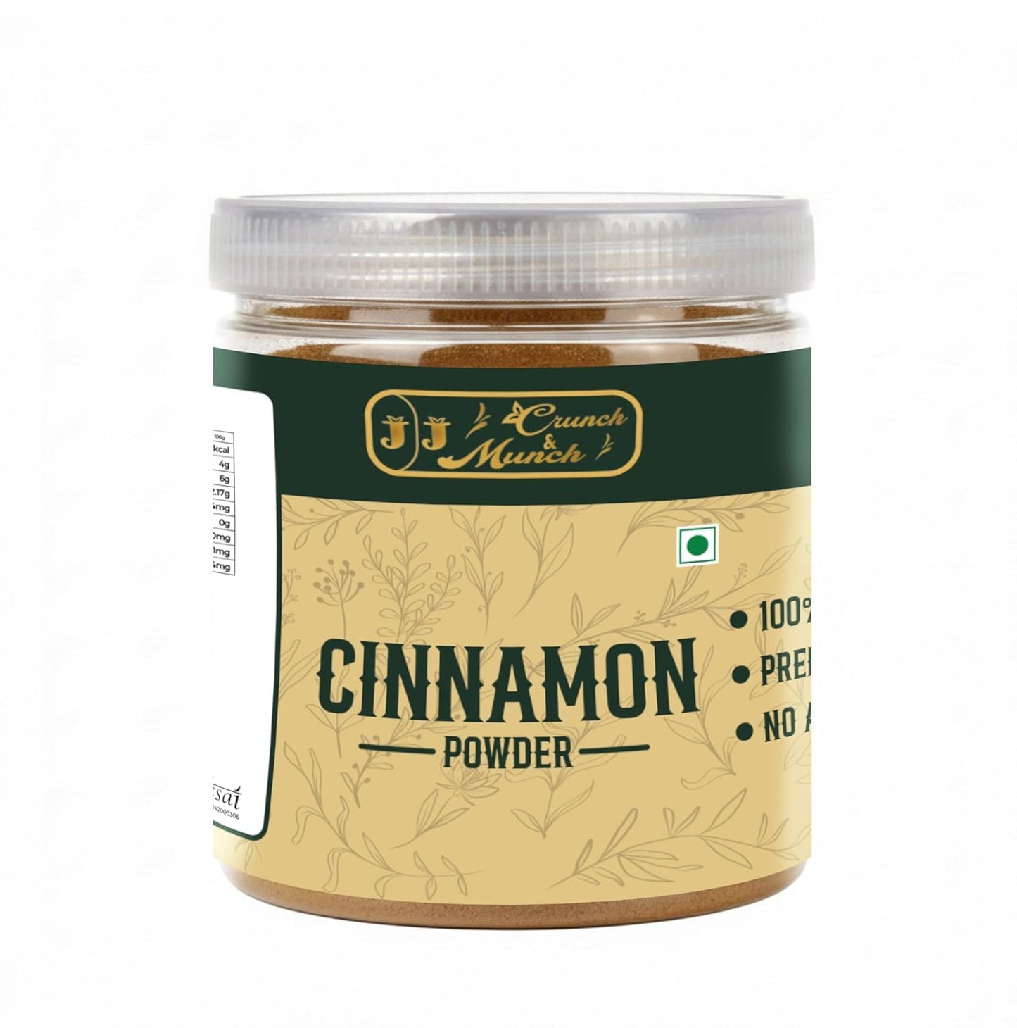 J J crunch N munch Cinnamon Powder 50 Gram - Dalchini Powder - 100% Pure & Natural | Finely Ground Aromatic Spice for Tea, Baking & Cooking | No Added Colors or Preservatives