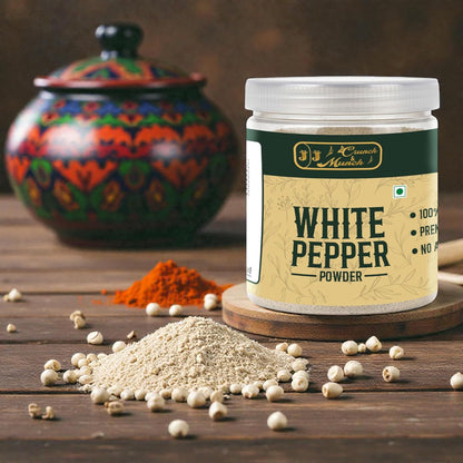 J J crunch N munch White Pepper Powder 70g | Pure Safed Kali Mirch Powder | Finely Ground Mild Spice | No Preservatives | For Soups, Sauces & Cooking