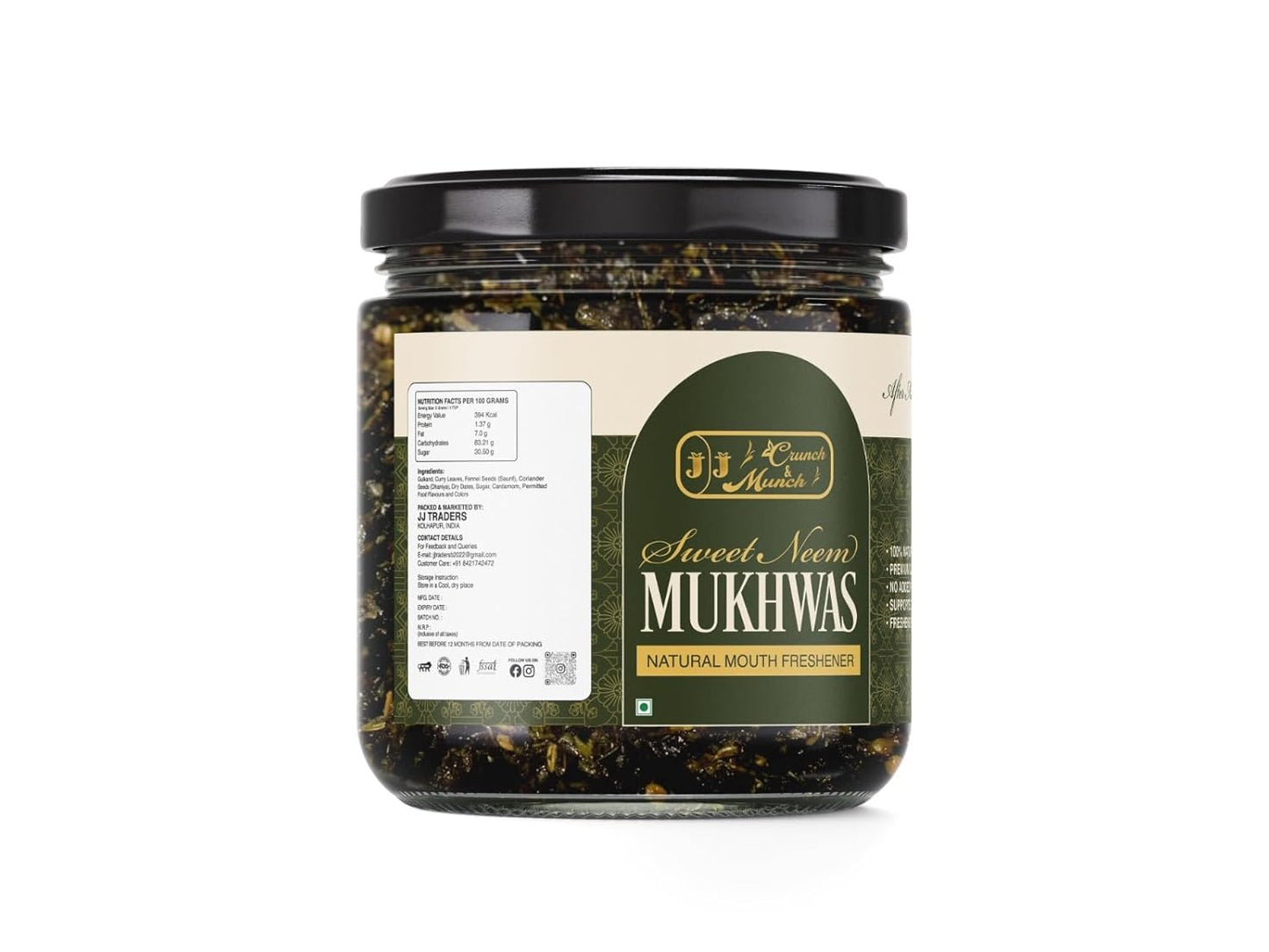 J J Crunch N Munch Sweet Neem Mukhwas, Natural Mouth Freshener, 100% Natural Ingredients, No Added Preservatives