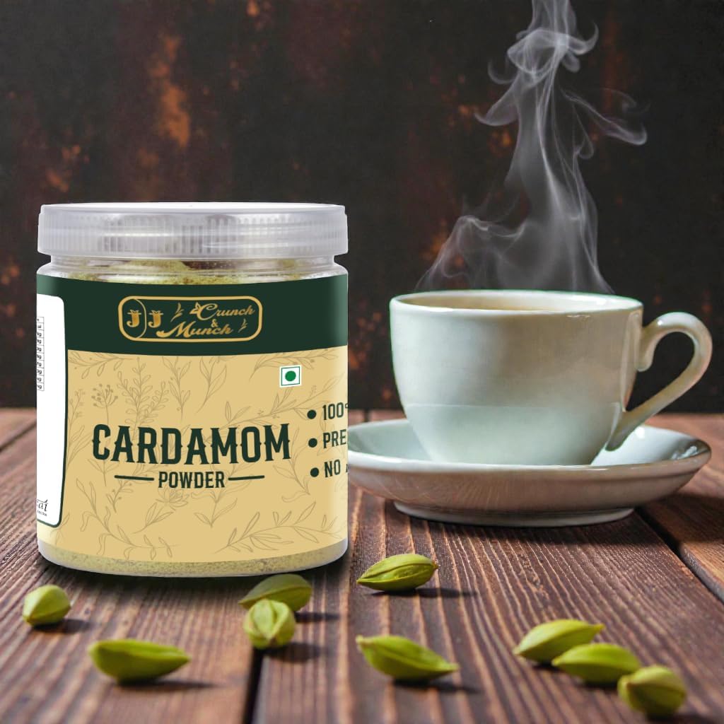 J J crunch N munch Cardamom Powder 50 Gram - Elaichi Powder 100% Pure & Natural | Finely Ground Aromatic Spice for Sweets, Tea & Cooking | No Added Colors or Preservatives