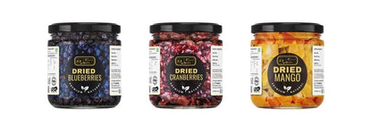 J J Crunch N Munch Dried Blueberries and Cranberries and Mango, 120g Each, Combo Pack of 3 | Ready to Eat Fruit Snack | No Artificial Colours | Premium Fruit Mix