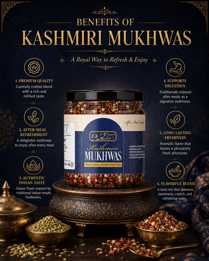 JJ Crunch & Munch Kashmiri Mukhwas – Premium Traditional Indian Digestive Mouth Freshener | After-Meal Refreshing Blend | Authentic Kashmiri Flavor