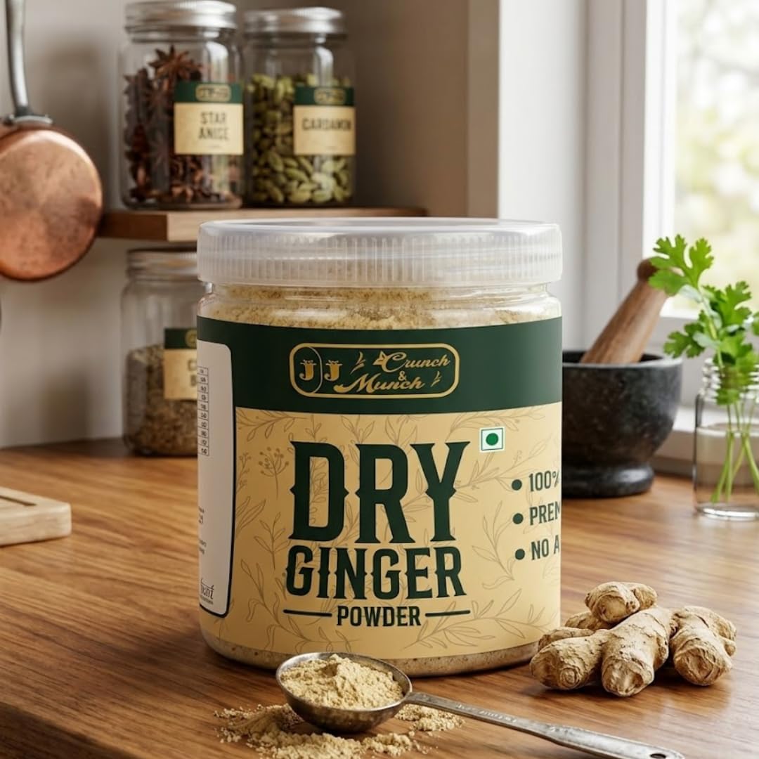 J J crunch N munch Dry Ginger Powder 50 Gram - Sonth Powder - 100% Pure & Natural | Finely Ground Aromatic Spice for Tea, Cooking & Home Remedies | No Added Colors or Preservatives