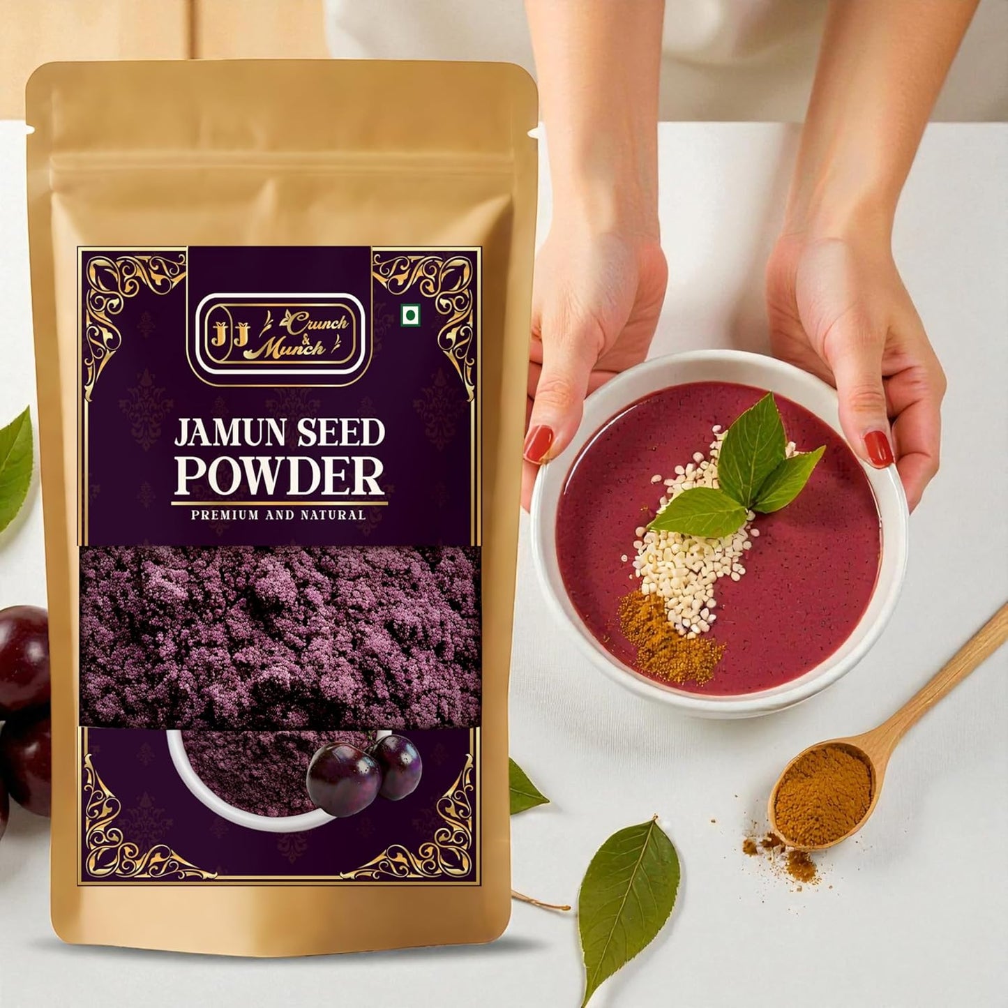 Jamun Seed Powder – 100% Pure & Natural | Indian Black Plum (Jamun) Seed - Antioxidants & Digestion | Gluten-Free, No Additives