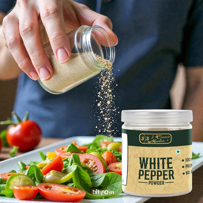 J J crunch N munch White Pepper Powder 70g | Pure Safed Kali Mirch Powder | Finely Ground Mild Spice | No Preservatives | For Soups, Sauces & Cooking