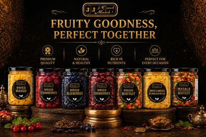 J J Crunch N Munch Dried Blueberries and Cranberries and Masala Mix Fruit, 120g Each, Combo Pack of 3 | Ready to Eat Dried Fruit Snack | No Artificial Colours