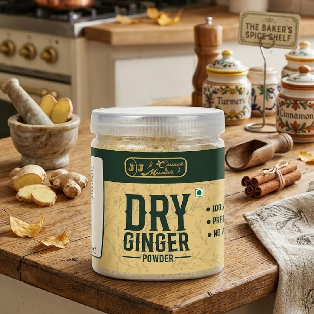 J J crunch N munch Dry Ginger Powder 50 Gram - Sonth Powder - 100% Pure & Natural | Finely Ground Aromatic Spice for Tea, Cooking & Home Remedies | No Added Colors or Preservatives