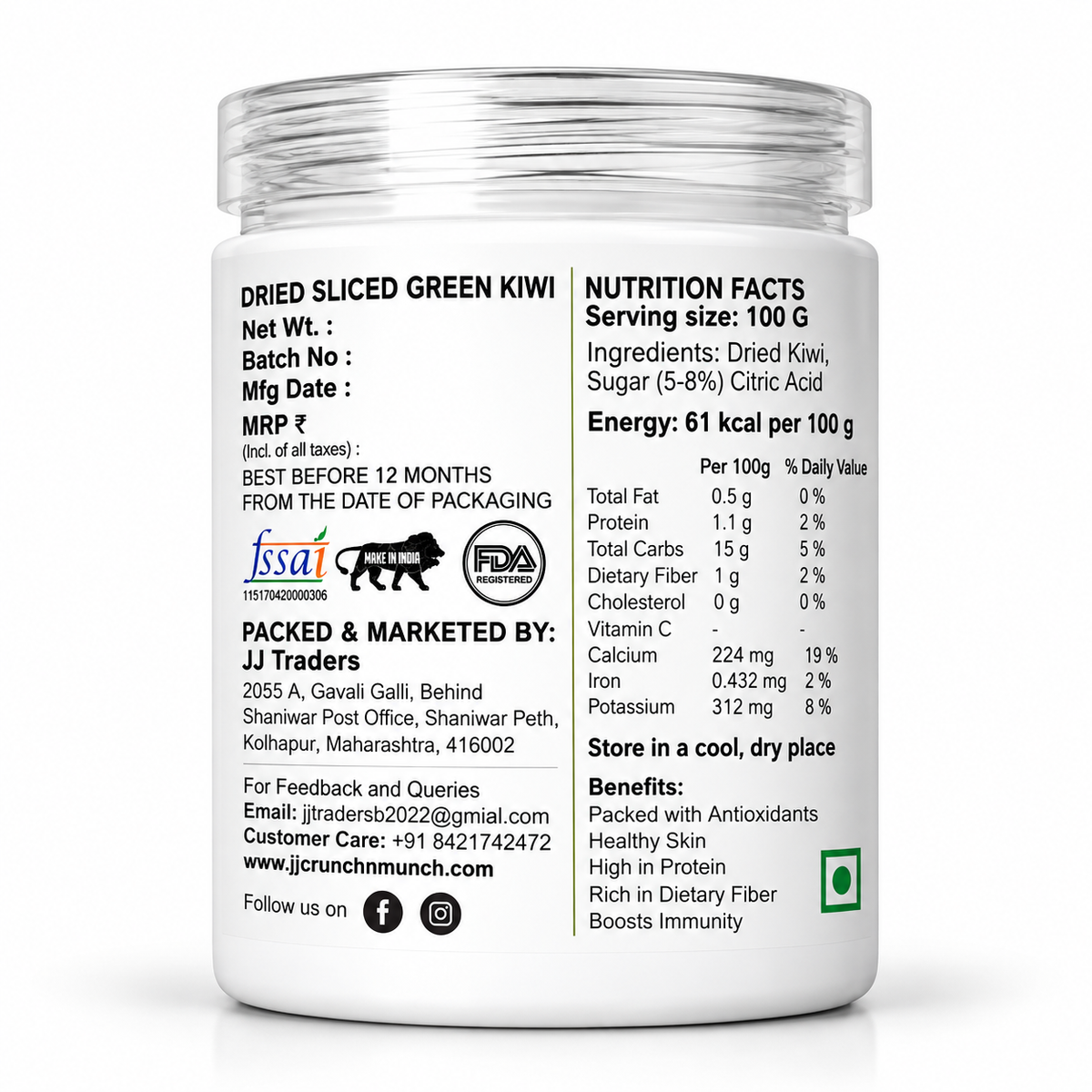 Premium Dried Green Kiwi Slices