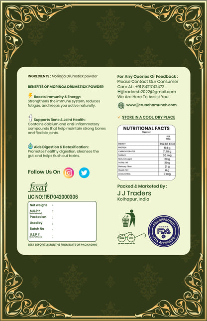Pure Drumstick Powder 70G| A Superfood Boost of Calcium, Iron & Antioxidants | Non-GMO & Gluten-Free