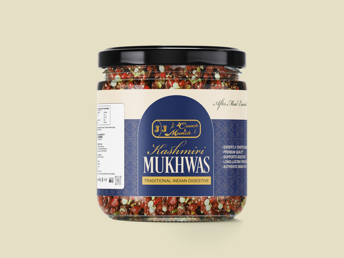 JJ Crunch & Munch Kashmiri Mukhwas – Premium Traditional Indian Digestive Mouth Freshener | After-Meal Refreshing Blend | Authentic Kashmiri Flavor