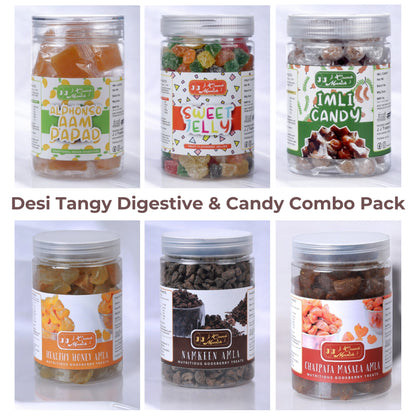Digestive & Candy Combo Pack - Honey Amla, Alphonso Aam Papad, Sweet Fruit Jelly, Namkeen Amla Supari, Masala Amla Candy & Imli Toffee