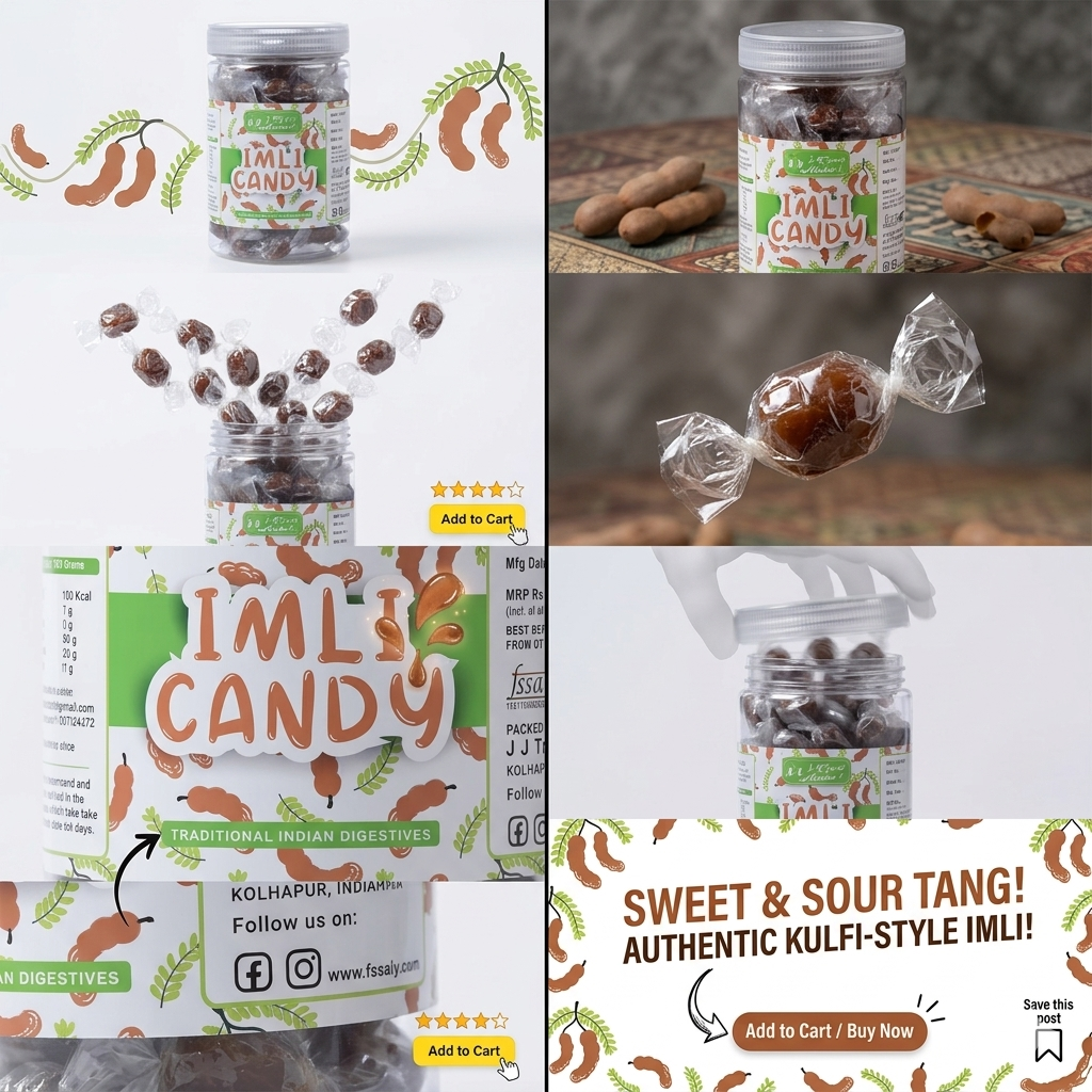 Imli Toffee Tamarind Sugar Candy Brown Sweet & Tangy Indian Candy Traditional Imli Treat Chewy Tamarind Confection Natural Flavor Snack for Kids & Adults