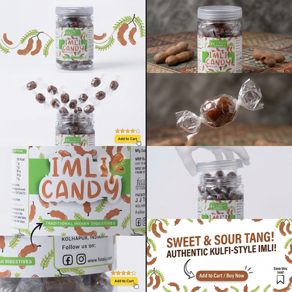 Imli Toffee Tamarind Sugar Candy Brown Sweet & Tangy Indian Candy Traditional Imli Treat Chewy Tamarind Confection Natural Flavor Snack for Kids & Adults