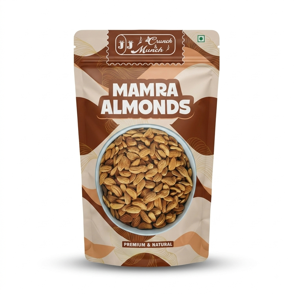 J J Crunch N Munch Mamra Almonds 200g | Premium Raw Mamra Badam | 100% Natural | Fresh & Crunchy