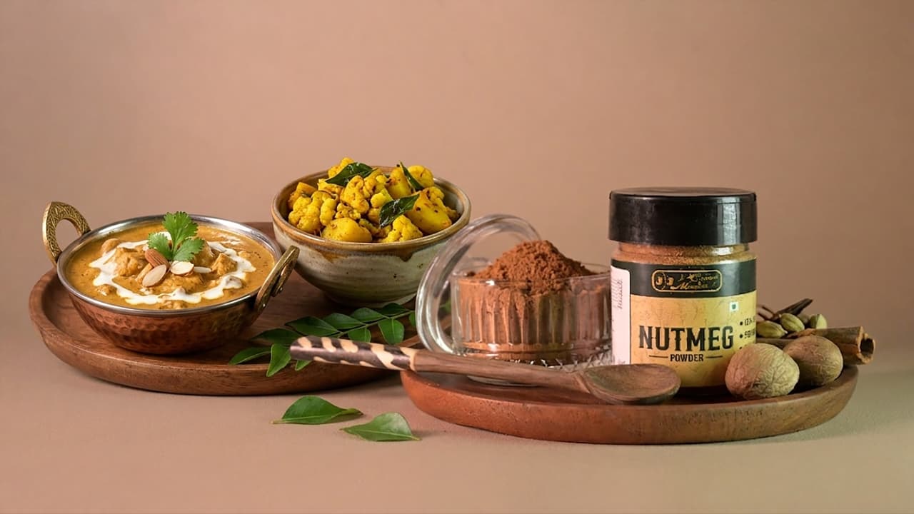 J J crunch N munch Nutmeg Powder 50G | Pure Jaiphal Powder | Finely Ground Aromatic Spice | No Preservatives | For Sweets, Tea, Baking & Indian Cooking