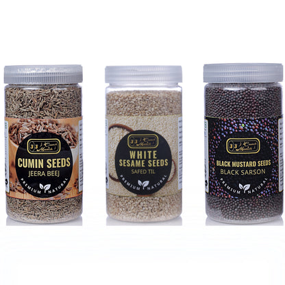 Home Essential Combo - Cumin, Sesame, and Mustard Seeds for Everyday Cooking