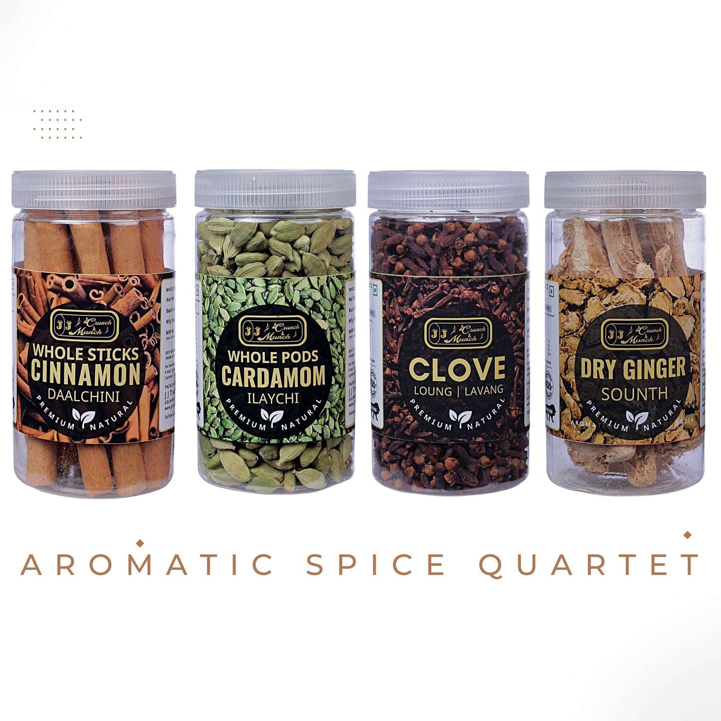 Masala Magic: Cardamom, Cinnamon, Clove, & Dry Ginger | Tea Time Essentials: Aromatic Spice Quartet