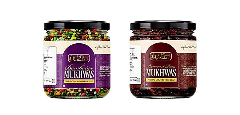 J J Crunch N Munch Bombaiya Mukhwas and Banarasi Paan Combo, 150g Each, 2 Jars