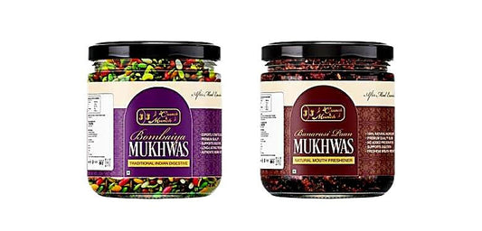 J J Crunch N Munch Bombaiya Mukhwas and Banarasi Paan Combo, 150g Each, 2 Jars