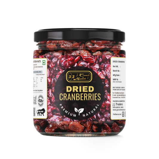 JJ Crunch & Munch Dried Cranberries Premium Sweetened Dried Cranberry Fruit Healthy Snack Rich in Fiber for Baking Cookies Cakes Yogurt Salads Smoothies & Trail Mix