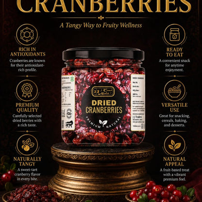 JJ Crunch & Munch Dried Cranberries Premium Sweetened Dried Cranberry Fruit Healthy Snack Rich in Fiber for Baking Cookies Cakes Yogurt Salads Smoothies & Trail Mix