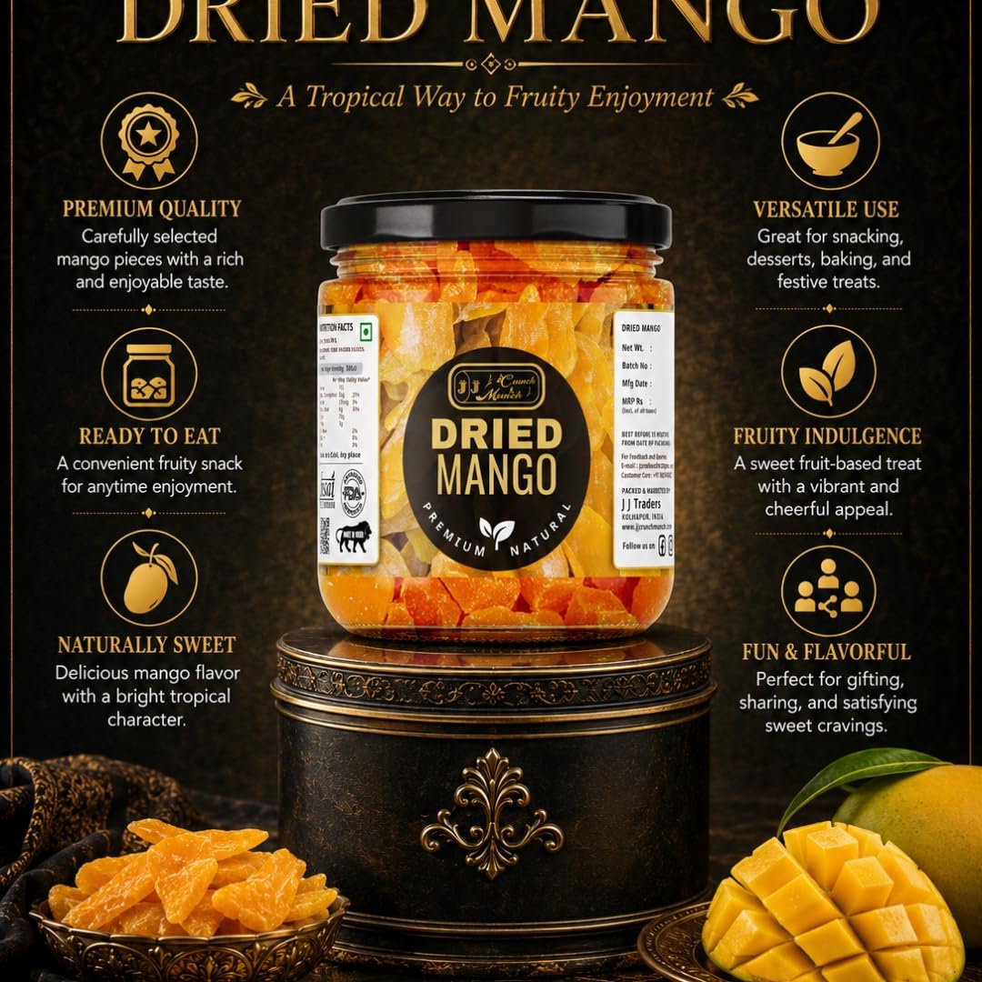 Premium Dried Mango Slices – Naturally Sweet Tropical Fruit Snack, No Artificial Flavors, Rich in Fiber, Healthy On-the-Go Treat