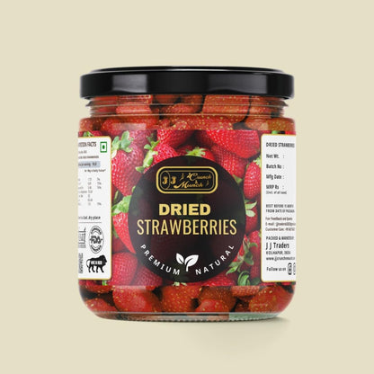 J J Crunch N Munch Dried Strawberries - Healthy Cranberry Snacks for Kids & Adults, Fiber-Rich Berries, High in Antioxidants, Naturally Sweet, No Added Preservatives, Tasty & Healthy