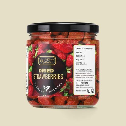 J J Crunch N Munch Dried Strawberries - Healthy Cranberry Snacks for Kids & Adults, Fiber-Rich Berries, High in Antioxidants, Naturally Sweet, No Added Preservatives, Tasty & Healthy
