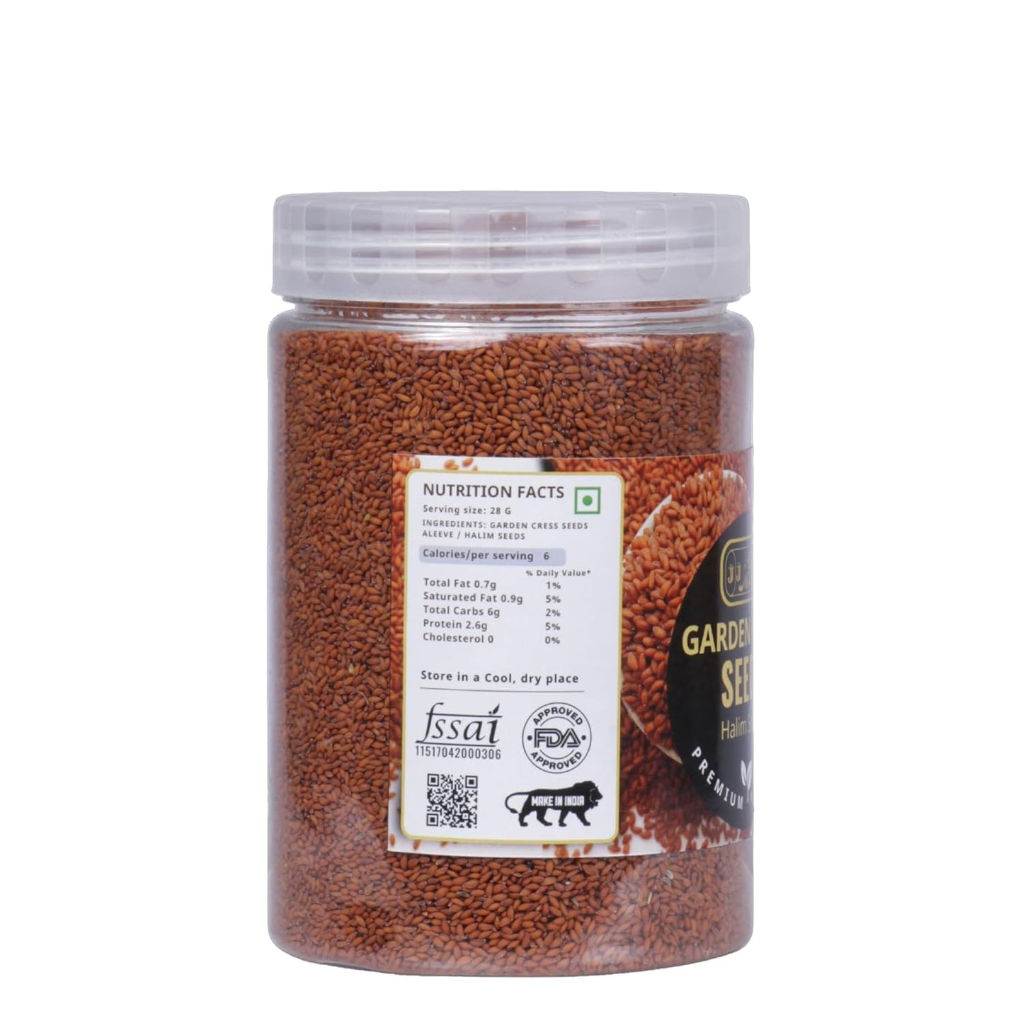 J J Crunch N Munch Garden Cress Seeds (Halim Seeds | Aliv Seeds | Asaliya Seeds) 350g | Non-GMO | Rich in Iron, Fiber & Omega-3
