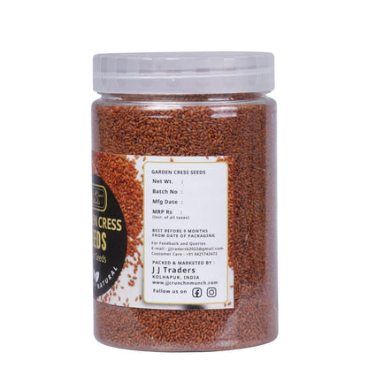 J J Crunch N Munch Garden Cress Seeds (Halim Seeds | Aliv Seeds | Asaliya Seeds) 350g | Non-GMO | Rich in Iron, Fiber & Omega-3