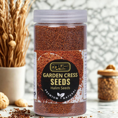 J J Crunch N Munch Garden Cress Seeds (Halim Seeds | Aliv Seeds | Asaliya Seeds) 350g | Non-GMO | Rich in Iron, Fiber & Omega-3